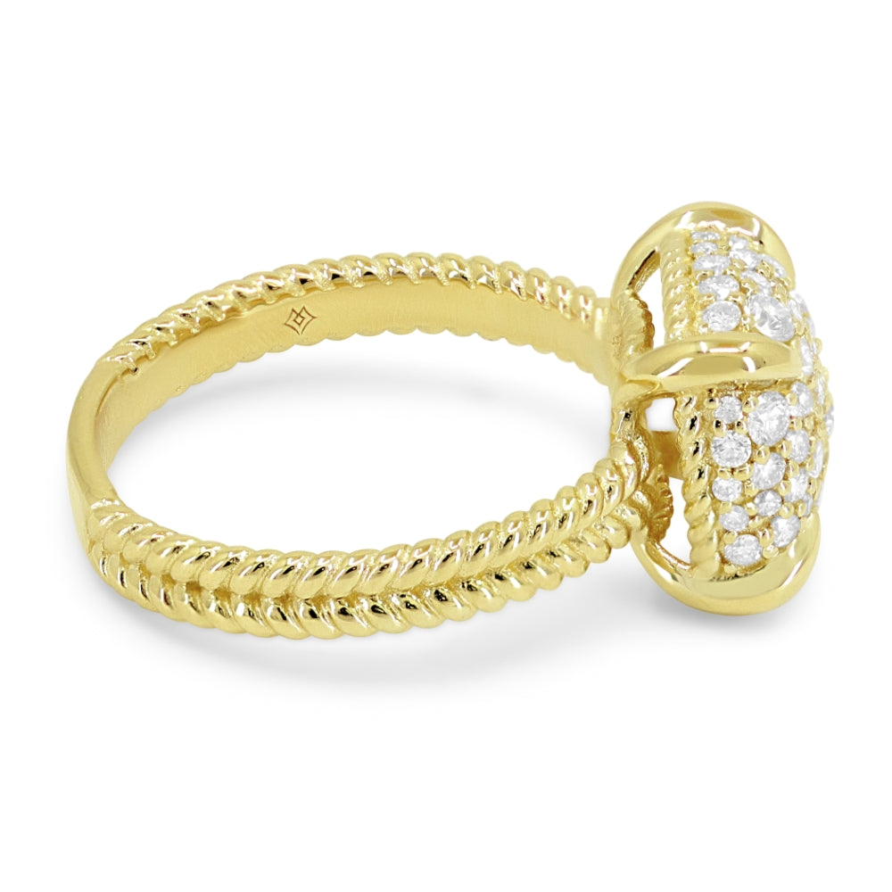 R1569 - 14K Yellow Gold Diamond Cushion Ring