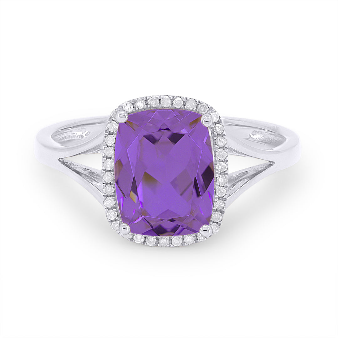 Madison L 14K White Gold Amethyst Rectangle Ring - style R1571AMW