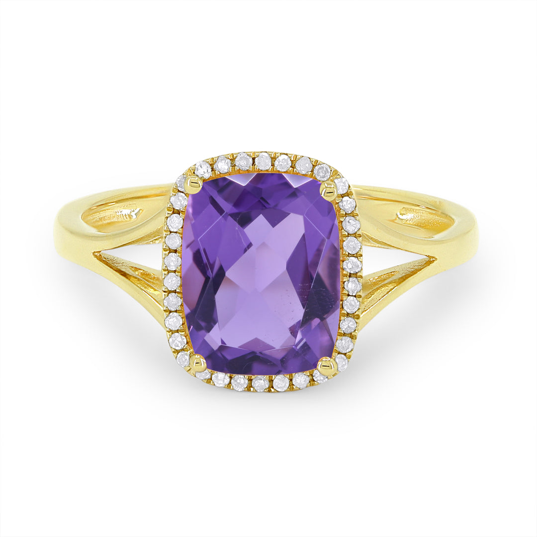 Madison L 14K Yellow Gold Amethyst Rectangle Ring - style R1571AMY