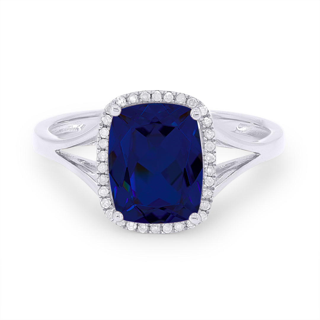 Madison L 14K White Gold Created Sapphire Rectangle Ring - style R1571BCW
