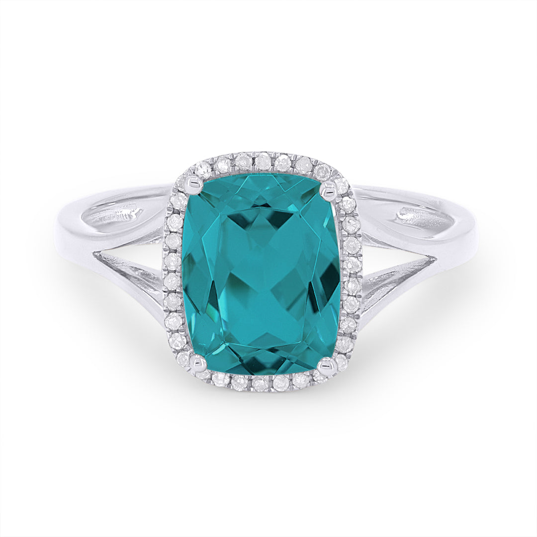 Madison L 14K White Gold Created Tourmaline Paraiba Rectangle Ring - style R1571CPARW