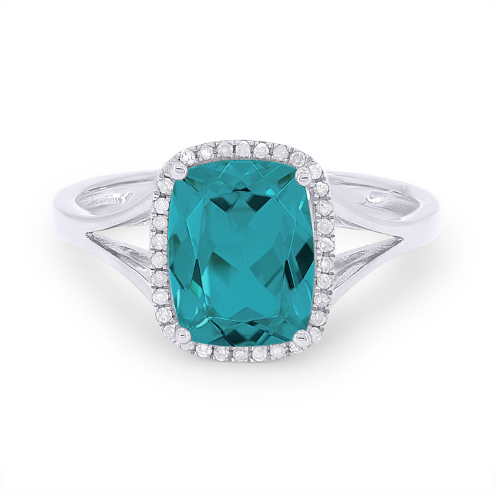 Madison L 14K White Gold Created Tourmaline Paraiba Rectangle Ring - style R1571CPARW