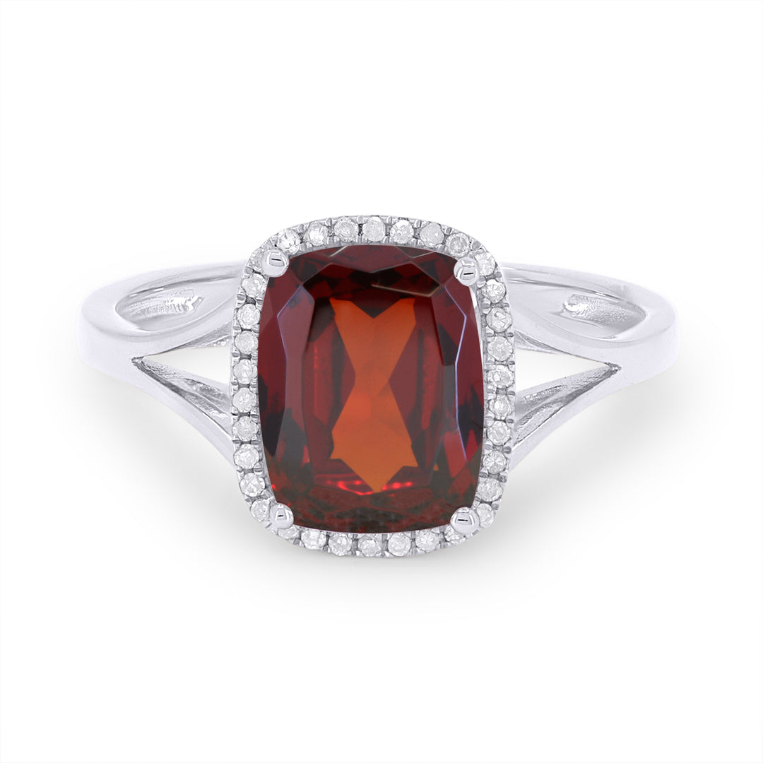 Madison L 14K White Gold Garnet Rectangle Ring - style R1571GAW