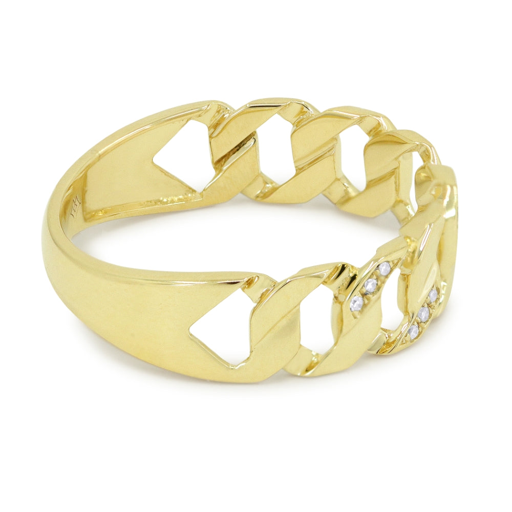 R1572 - 14K Yellow Gold Diamond Paperclip Ring