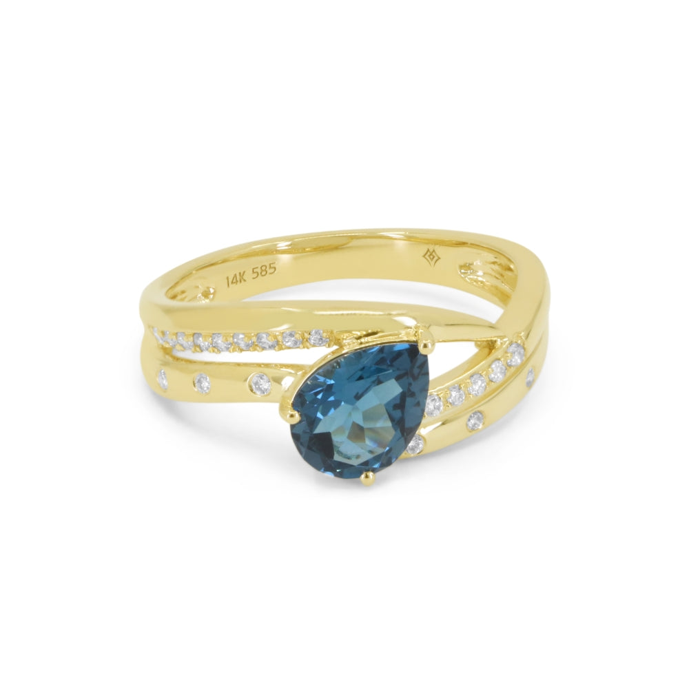 Madison L 14K Yellow Gold London Blue Topaz Ring - style R1573LBTY