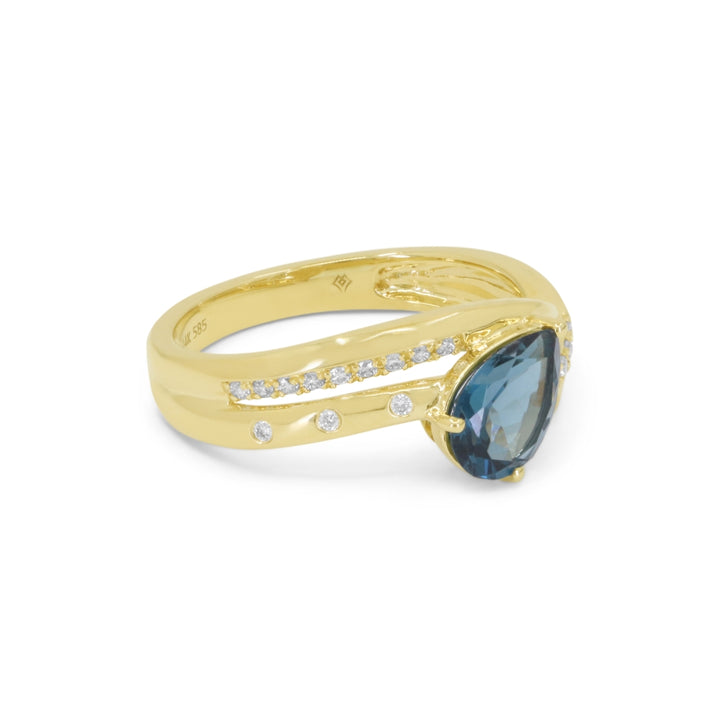 R1573 - 14K Yellow Gold London Blue Topaz Ring