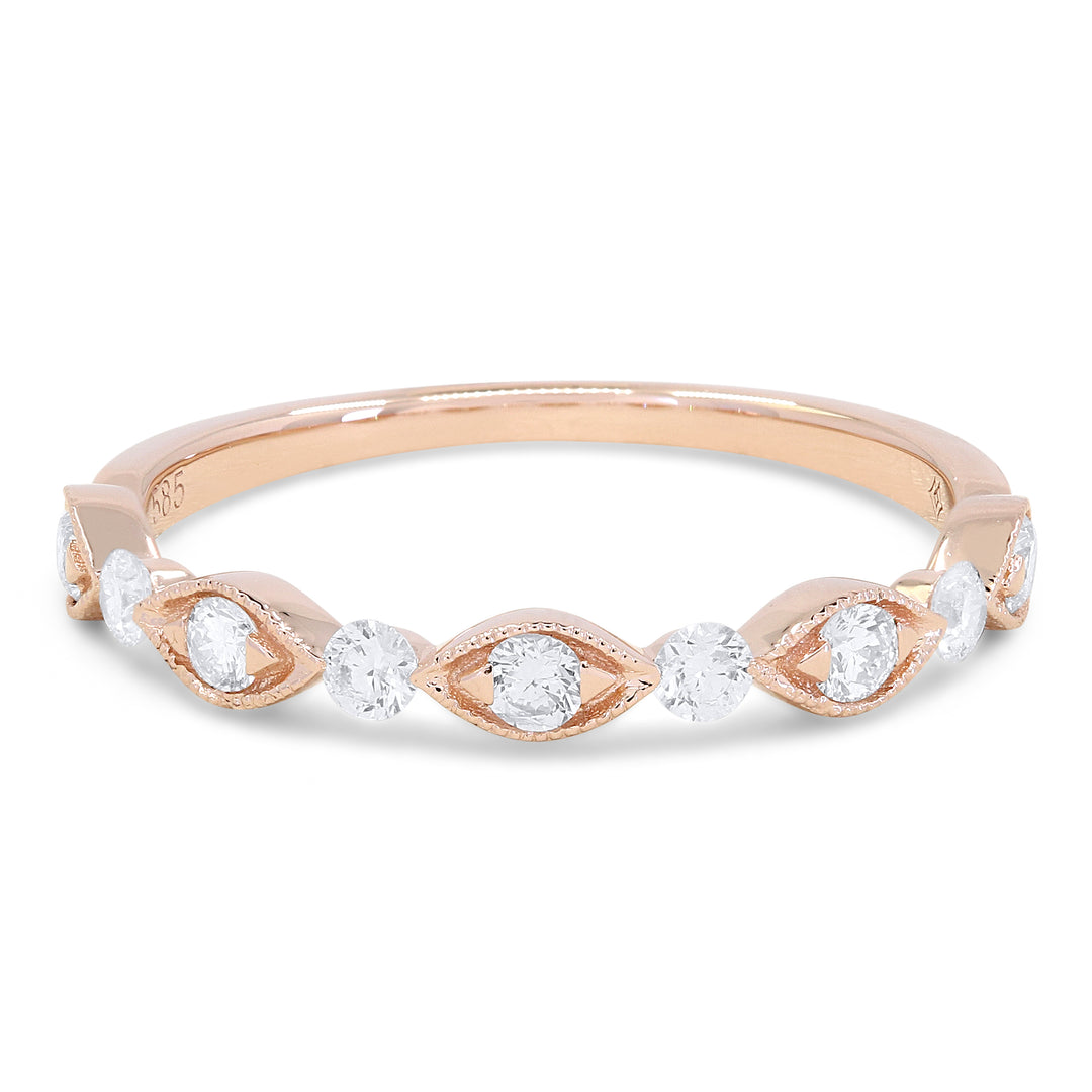 Madison L 14K Rose Gold Diamond Stackable Ring - style R1582P