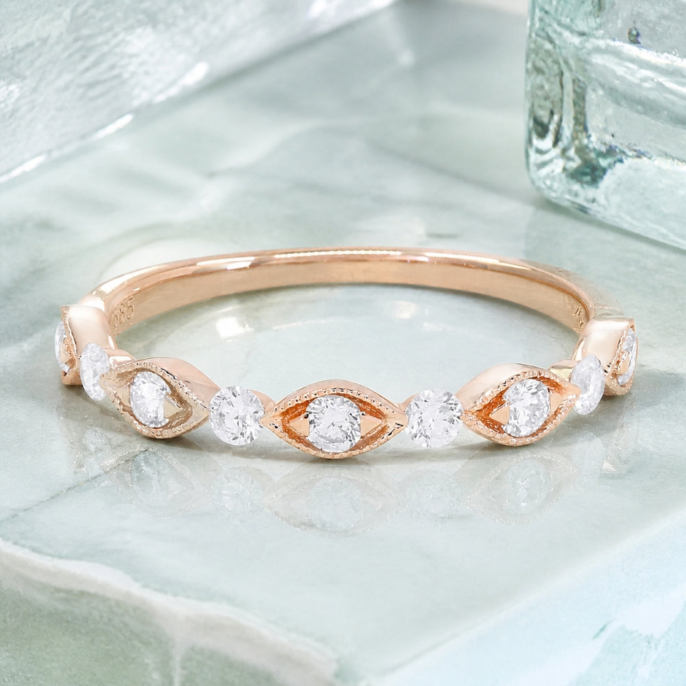 R1582 - 14K Gold Diamond Stackable Ring