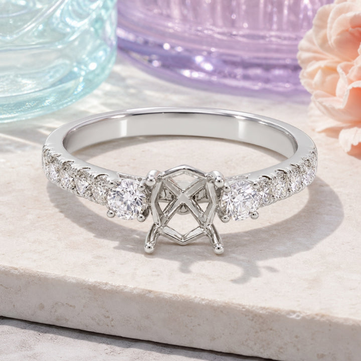 R1587 - 14K White Gold Diamond Engagement Ring