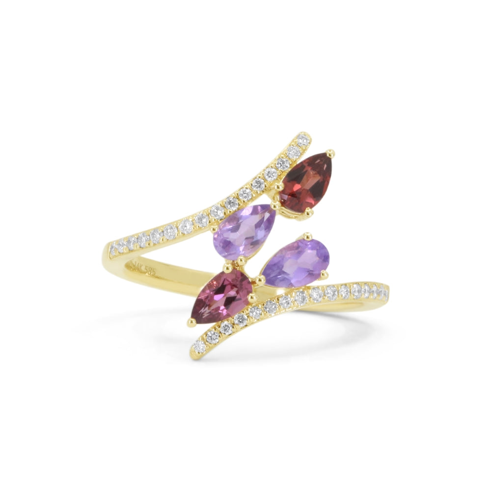 Madison L 14K Yellow Gold Multi Colored Stone Ring - style R1595MCSY