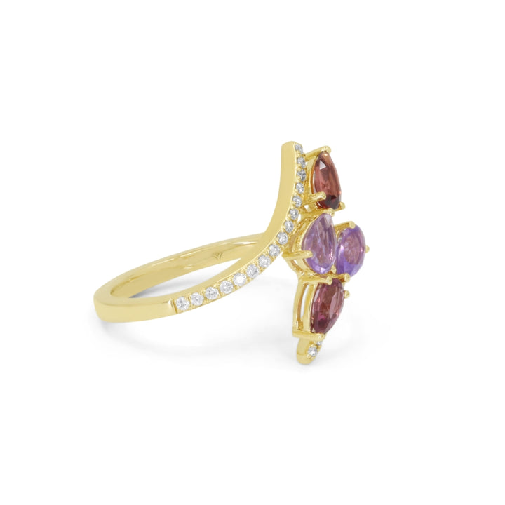 R1595 - 14K Yellow Gold Multi Colored Stone Ring