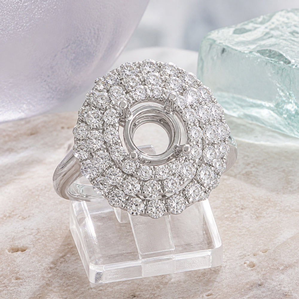 R1599 - 14K White Gold Diamond Engagement Ring