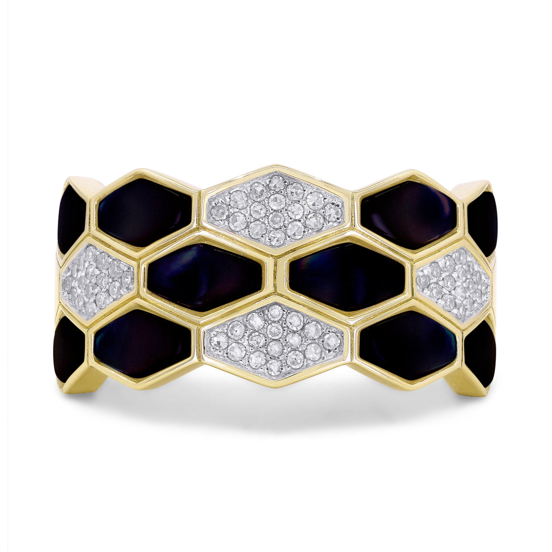 Madison L 14K Yellow Gold Black Onyx Honeycomb Ring - style R1603BOY