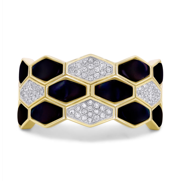 Madison L 14K Yellow Gold Black Onyx Honeycomb Ring - style R1603BOY