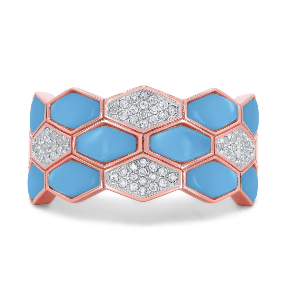 Madison L 14K Rose Gold Turquoise Honeycomb Ring - style R1603TQP