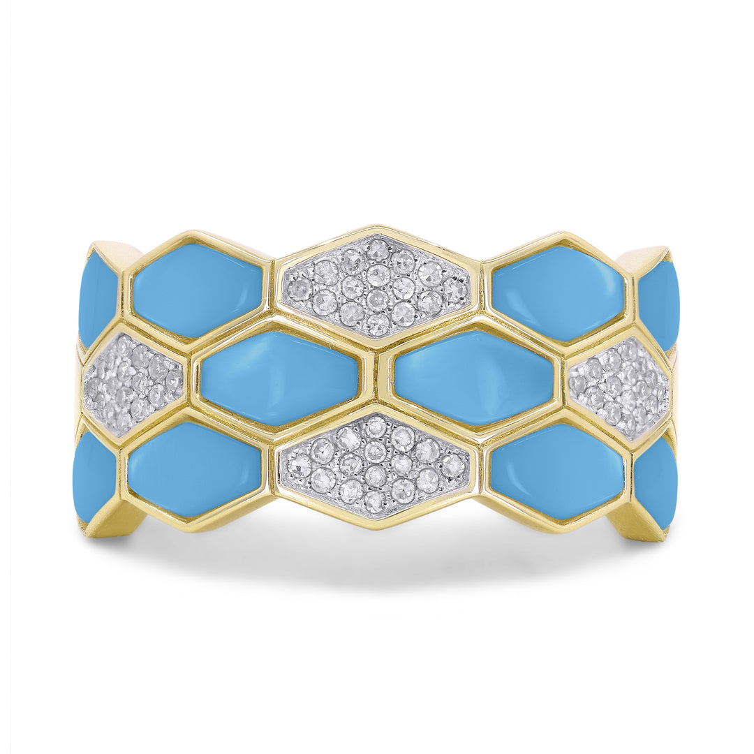 Madison L 14K Yellow Gold Turquoise Honeycomb Ring - style R1603TQY