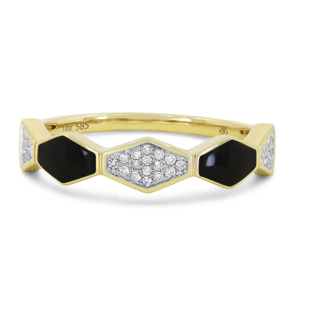 Madison L 14K Yellow Gold Black Onyx Honeycomb Ring - style R1605BOY