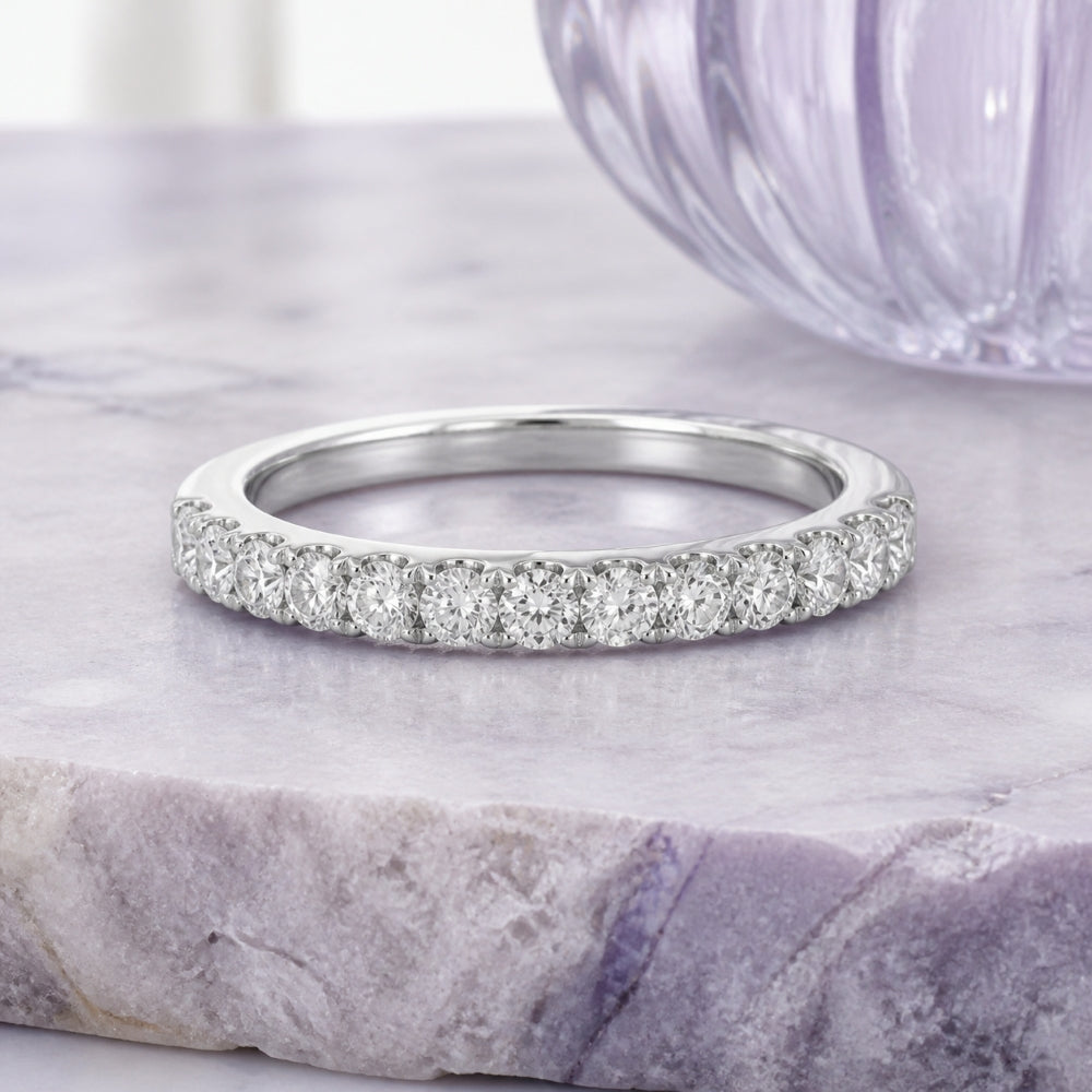 R1607 - 14K White Gold Diamond Stackable Ring