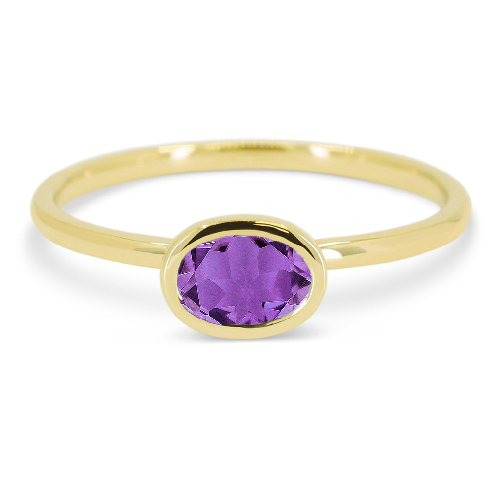 Madison L 14K Yellow Gold Amethyst Oval Ring - style R1628AMY