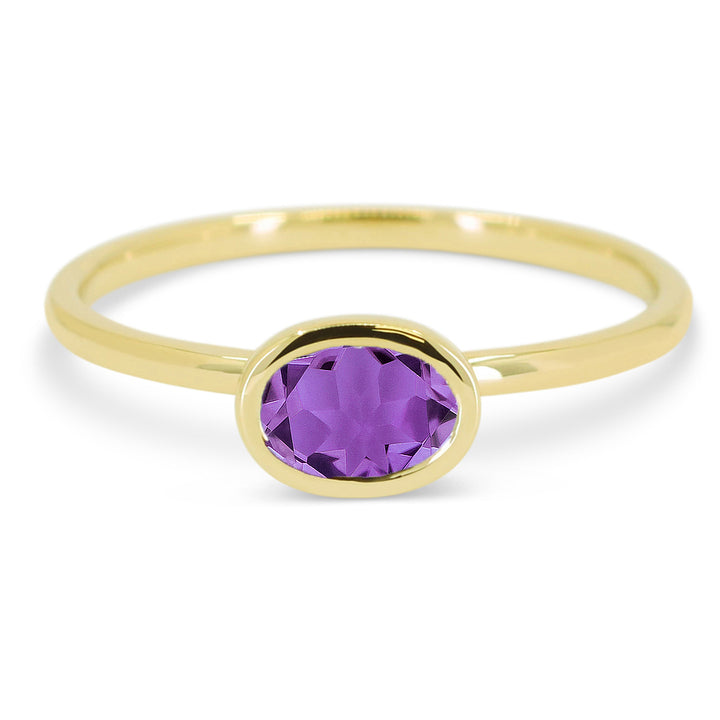 Madison L 14K Yellow Gold Amethyst Oval Ring - style R1628AMY