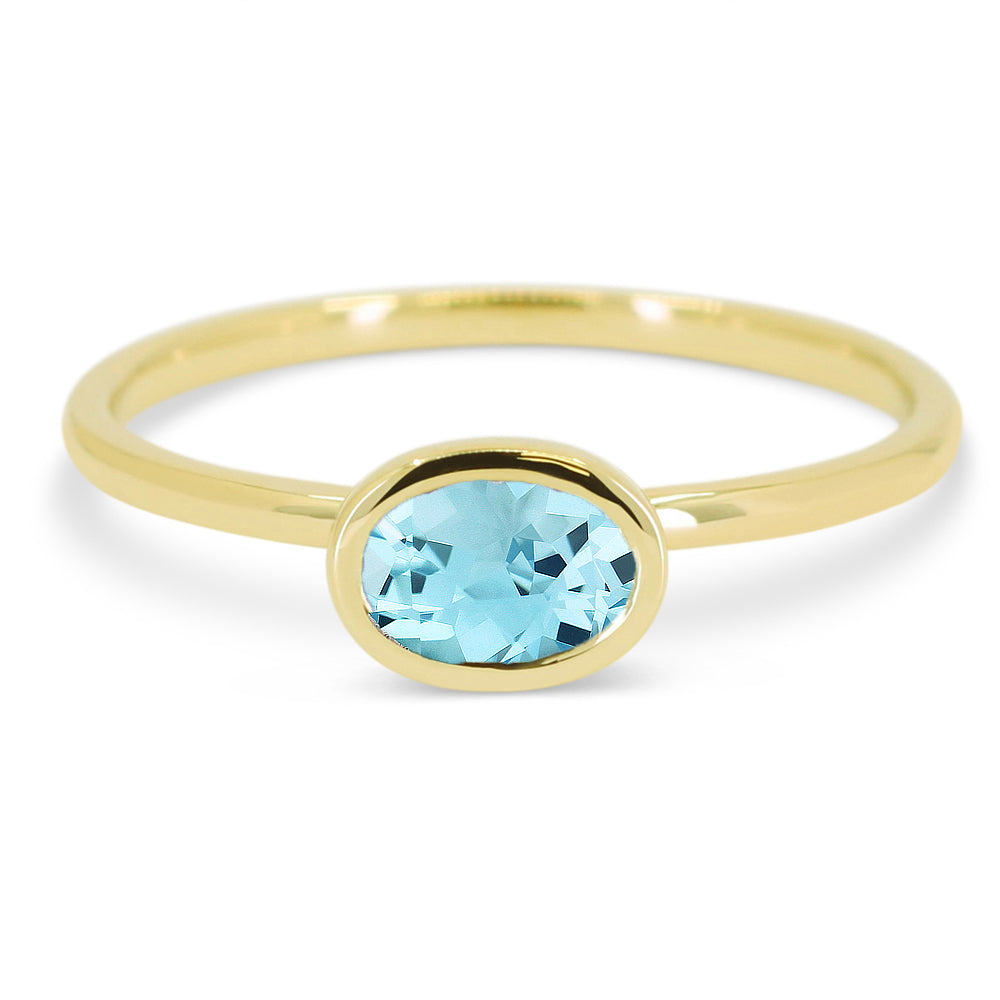 Madison L 14K Yellow Gold Blue Topaz Oval Ring - style R1628BTY