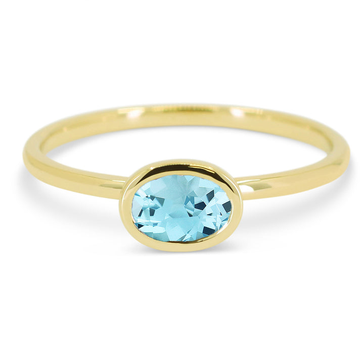 Madison L 14K Yellow Gold Blue Topaz Oval Ring - style R1628BTY
