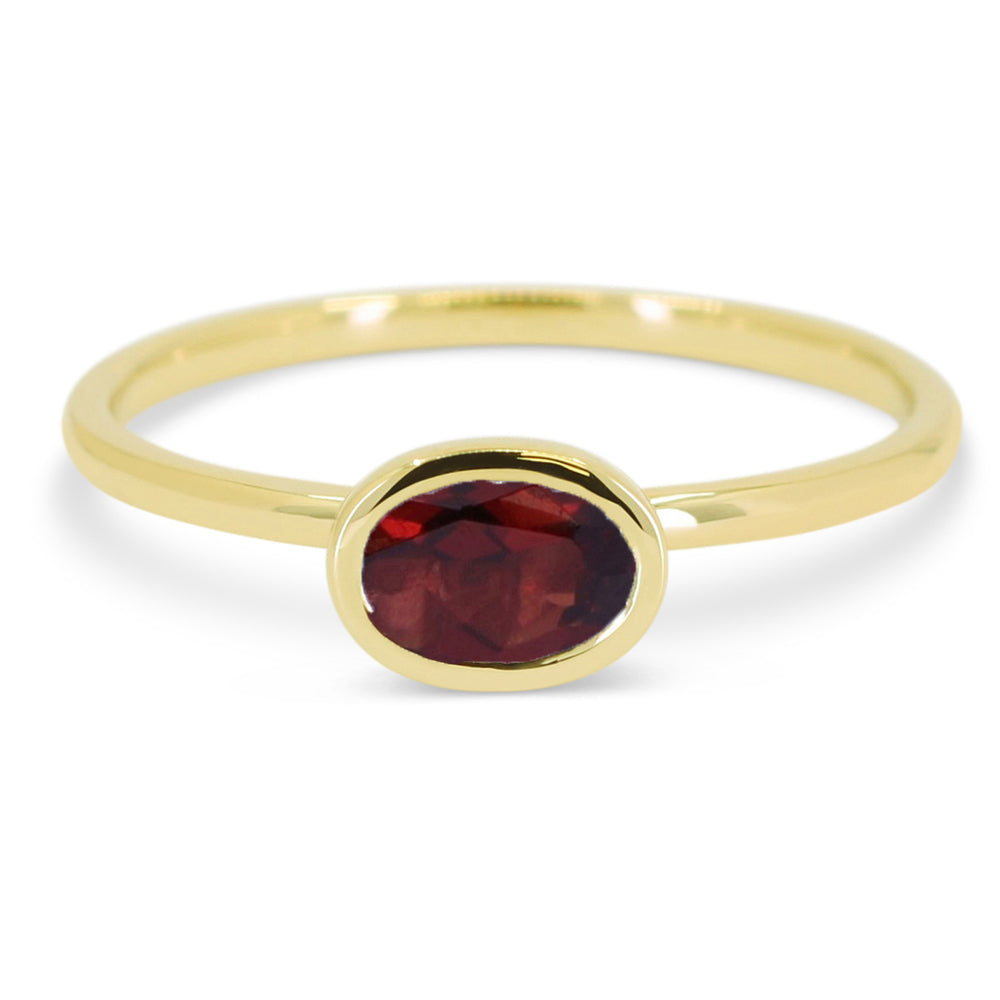 Madison L 14K Yellow Gold Garnet Oval Ring - style R1628GAY