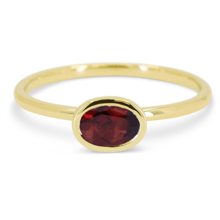 Madison L 14K Yellow Gold Garnet Oval Ring - style R1628GAY
