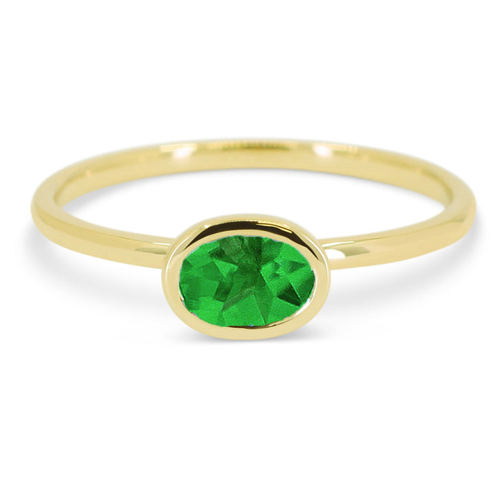 Madison L 14K Yellow Gold Created Emerald Oval Ring - style R1628GCY