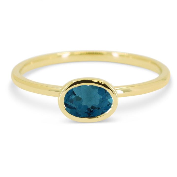Madison L 14K Yellow Gold London Blue Topaz Oval Ring - style R1628LBTY