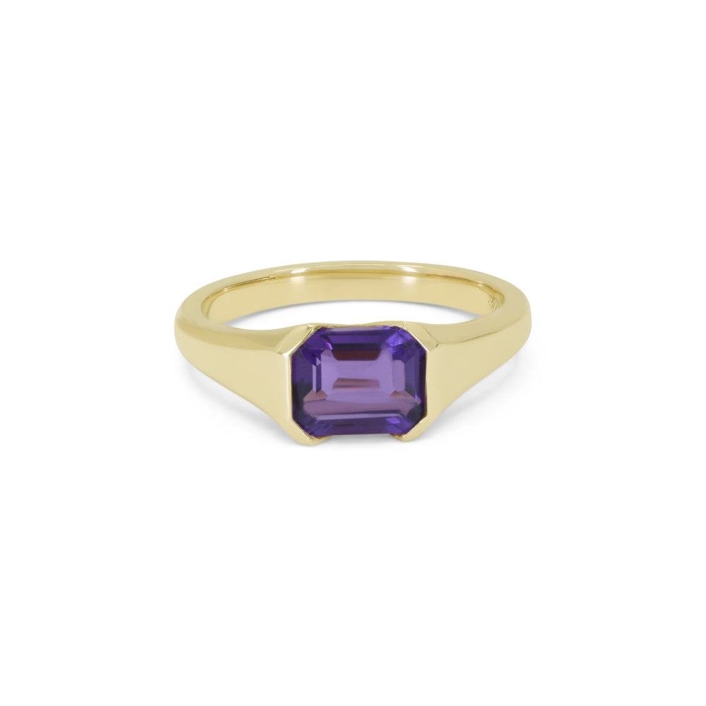 Madison L 14K Yellow Gold Amethyst Ring - style R1633AMY