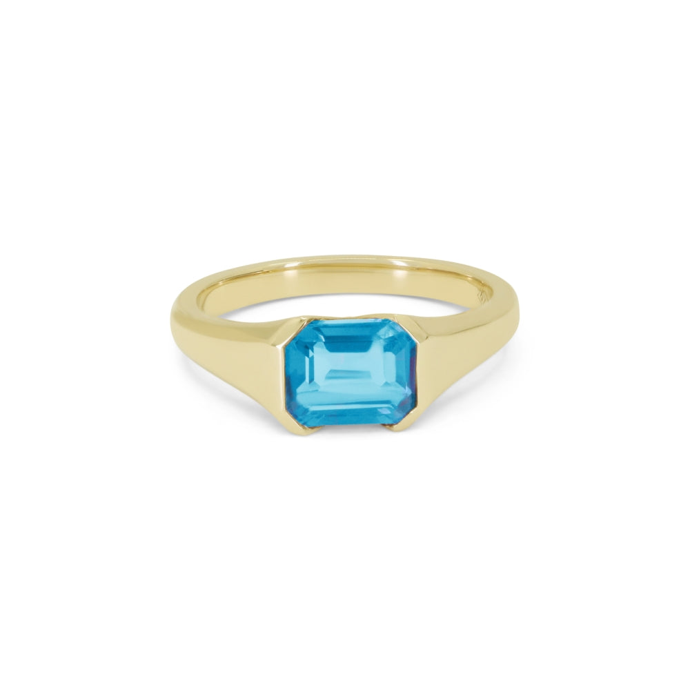 Madison L 14K Yellow Gold Blue Topaz Ring - style R1633BTY