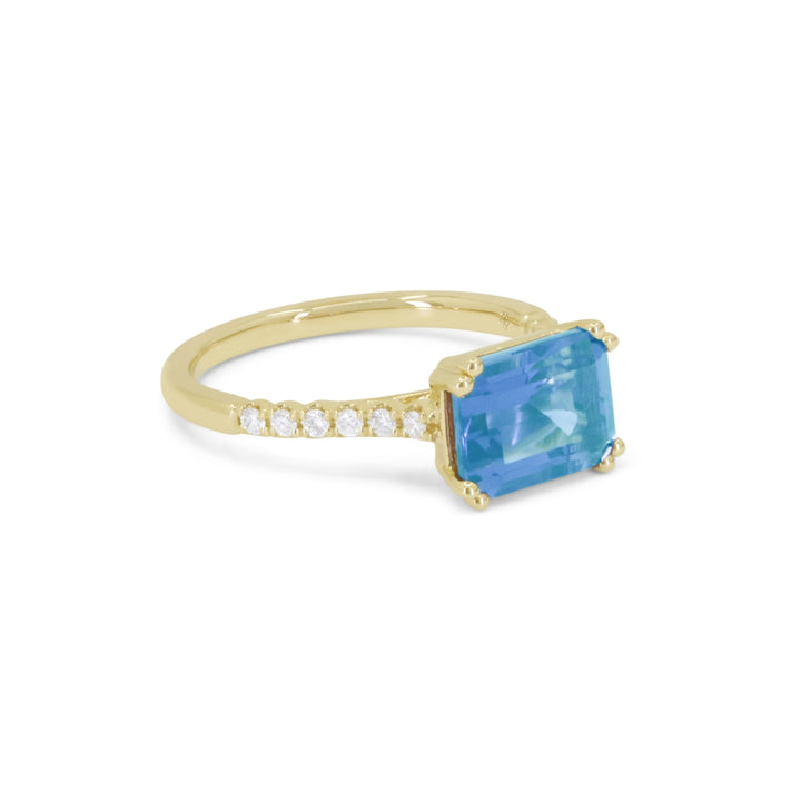 Madison L 14K Yellow Gold Blue Topaz Ring - style R1642BTY