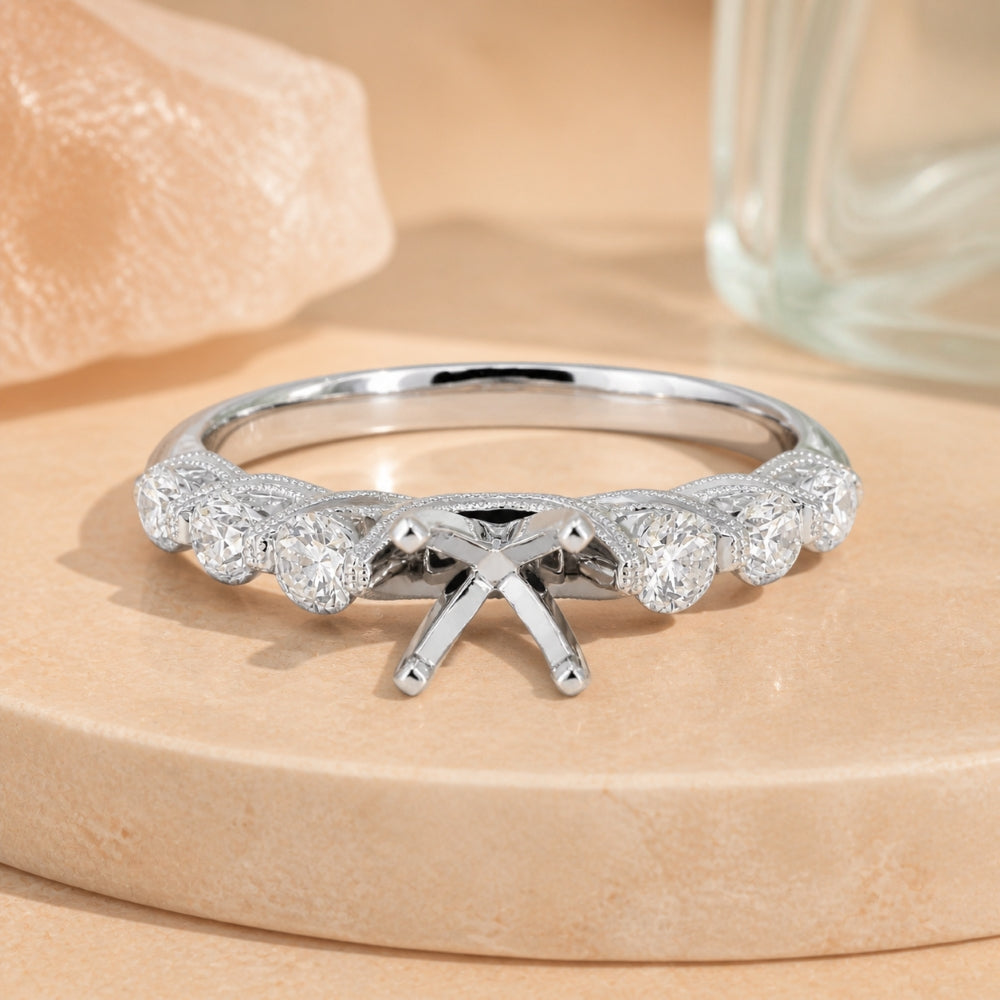 R1649 - 14K White Gold Diamond Engagement Ring