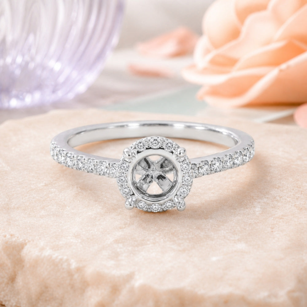 R1664 - 14K White Gold Diamond Engagement Ring