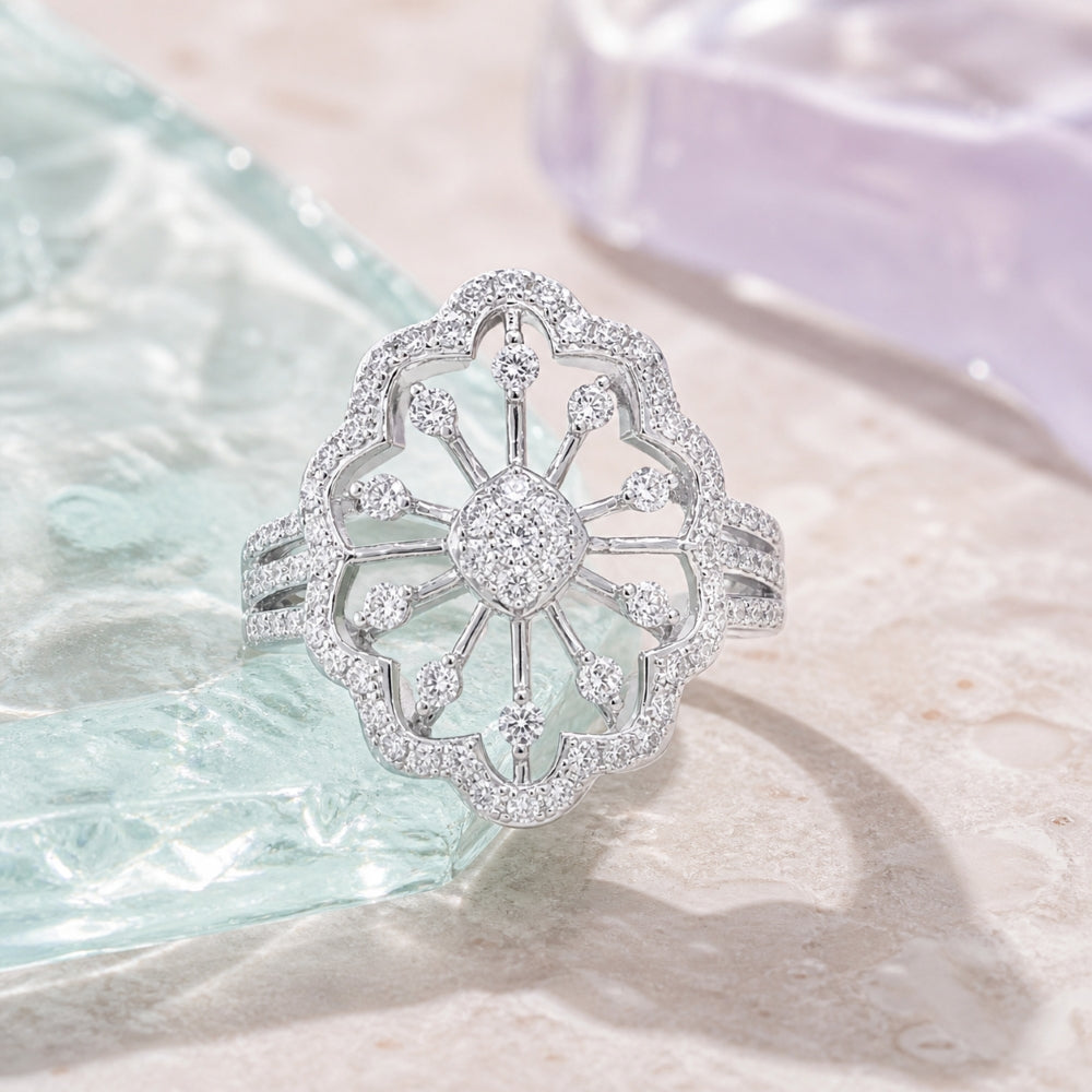 R1668 - 14K White Gold Diamond Cocktail Ring