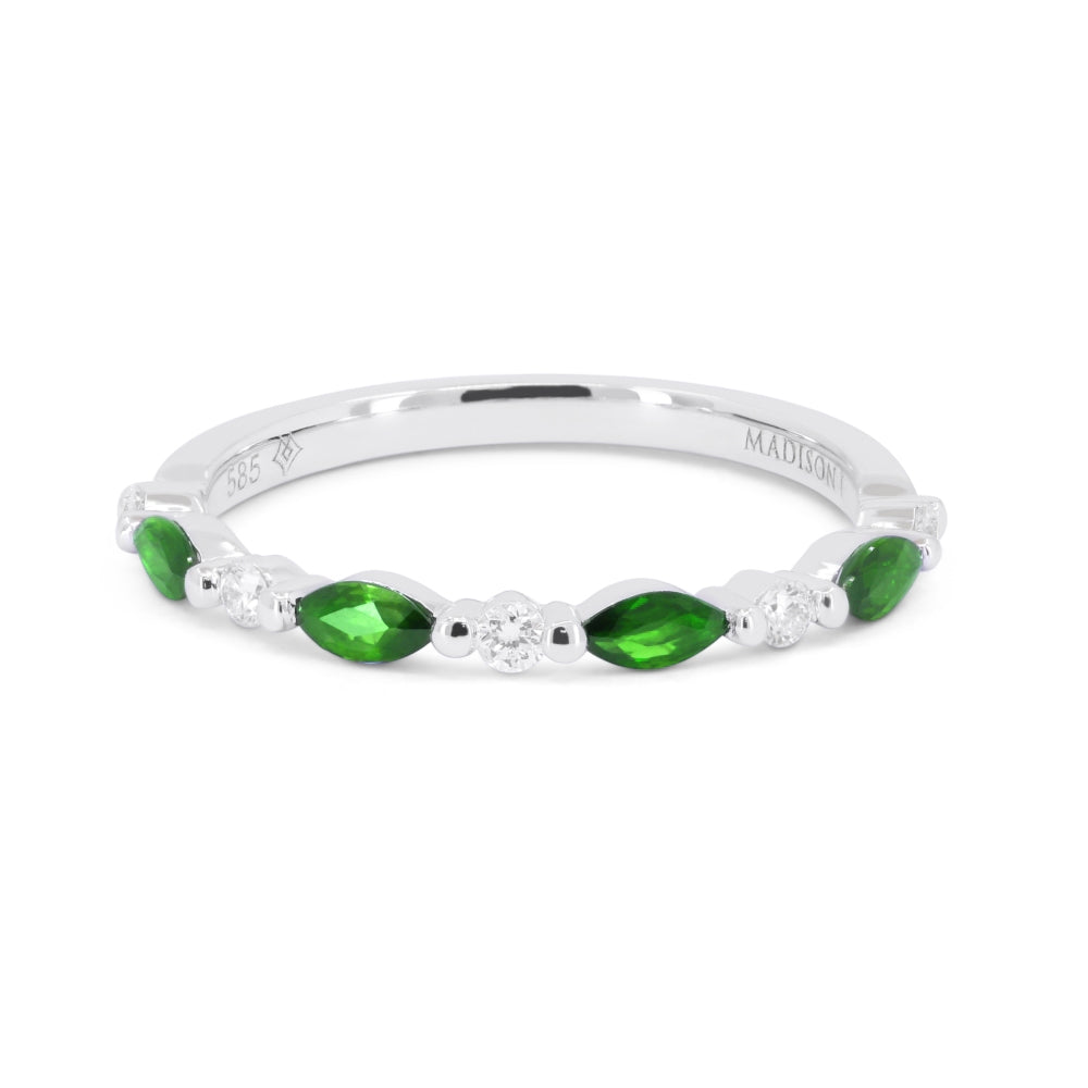 Madison L 14K White Gold Emerald Stackable Ring - style R1680EMW