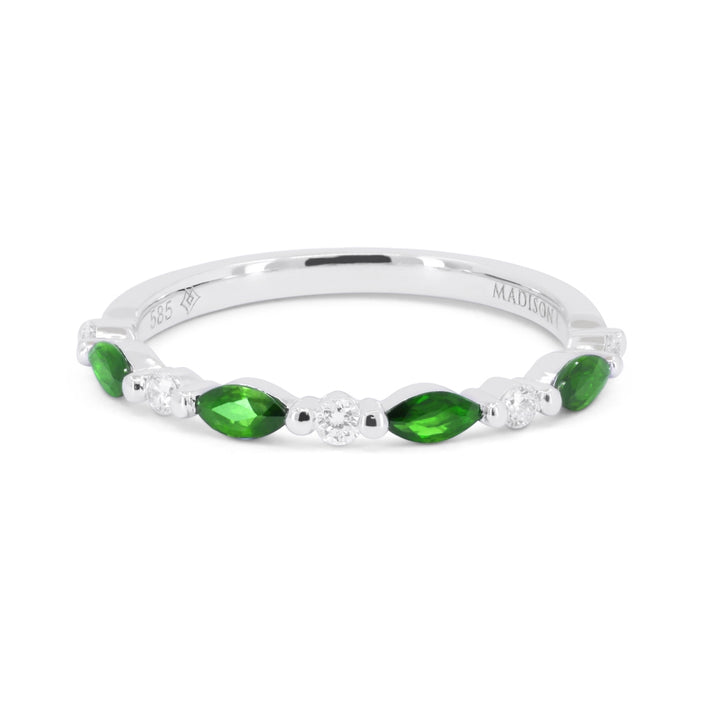 Madison L 14K White Gold Emerald Stackable Ring - style R1680EMW