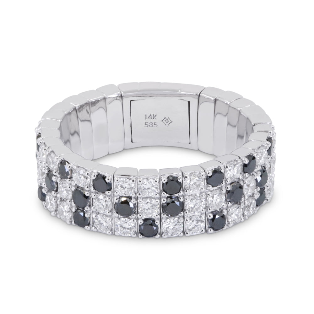 Madison L 14K White Gold Black Diamond Stretchy Ring - style R1683BLKDW
