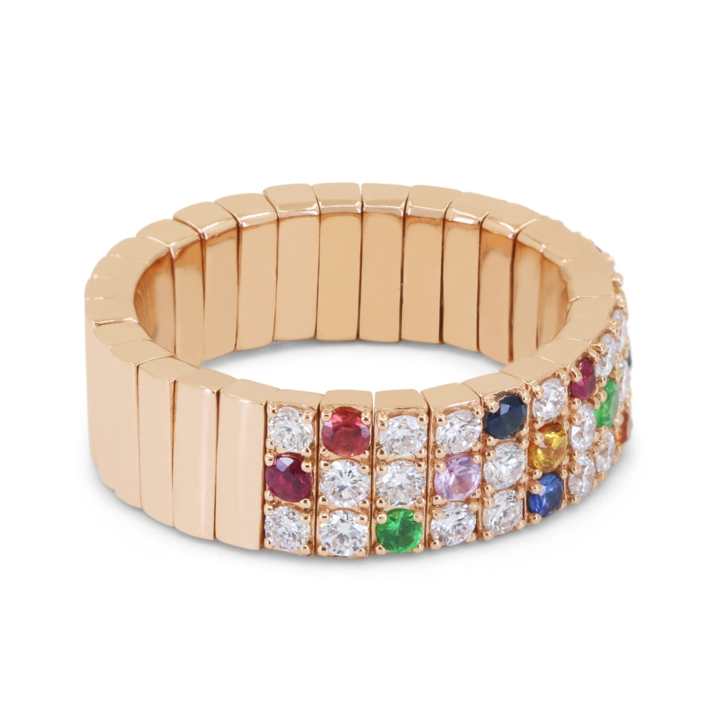 R1683 - 14K Gold Diamond Stretchy Ring