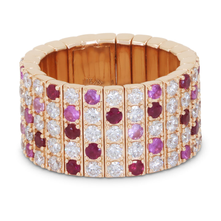 Madison L 14K Rose Gold Ruby Stretchy Ring - style R1683RUPSP-5ROW