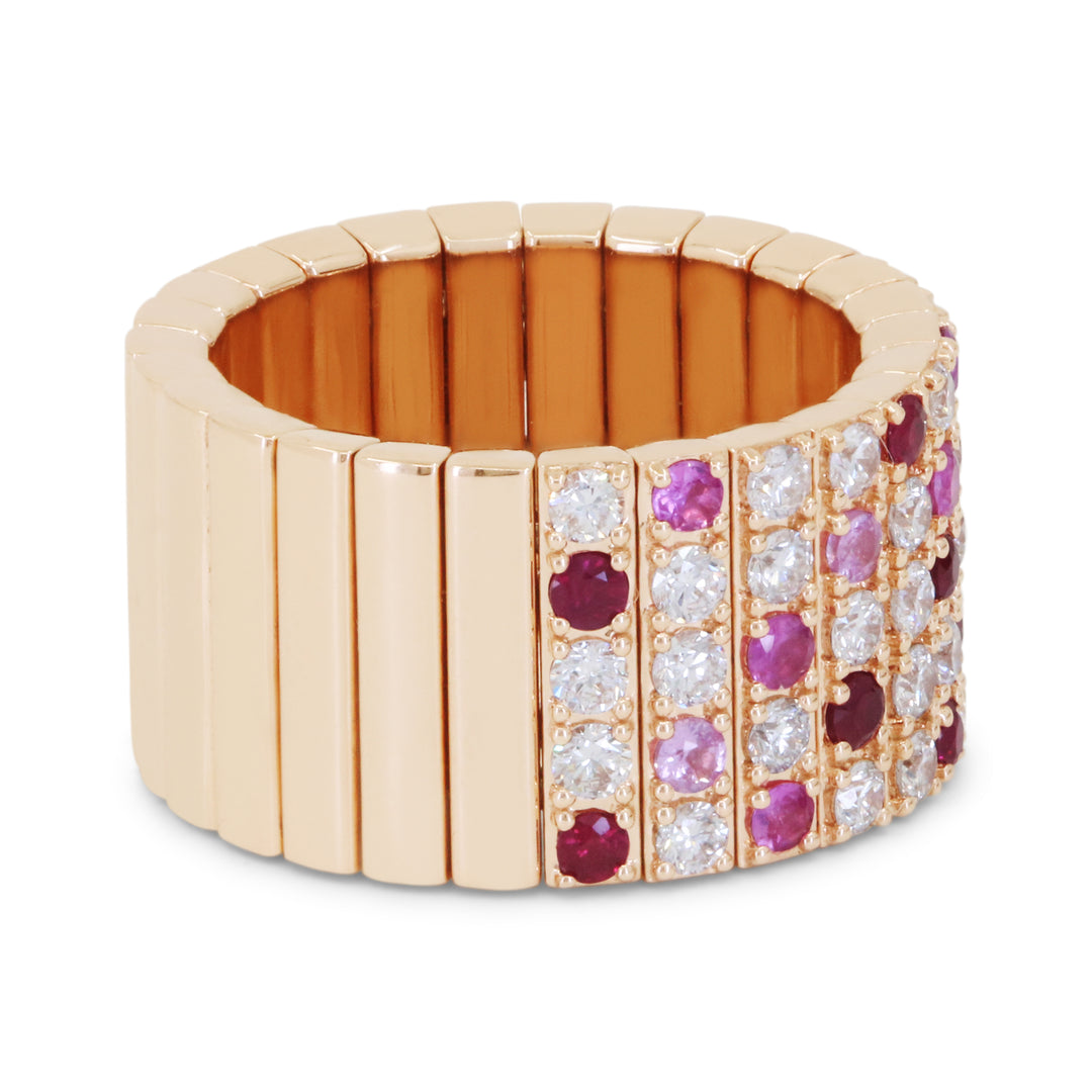 R1683 - 14K Gold Diamond Stretchy Ring