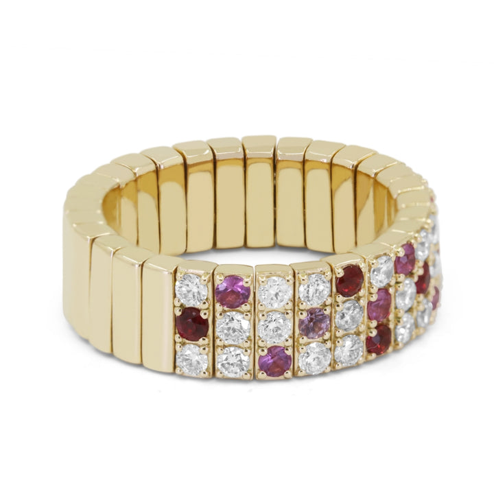 R1683 - 14K Gold Diamond Stretchy Ring