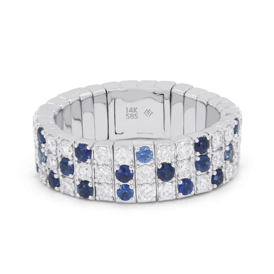 Madison L 14K White Gold Sapphire Stretchy Ring - style R1683SAW