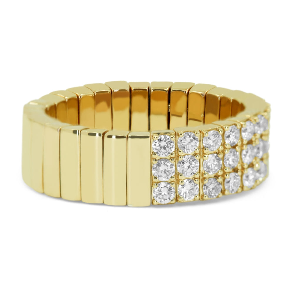 R1683 - 14K Gold Diamond Stretchy Ring