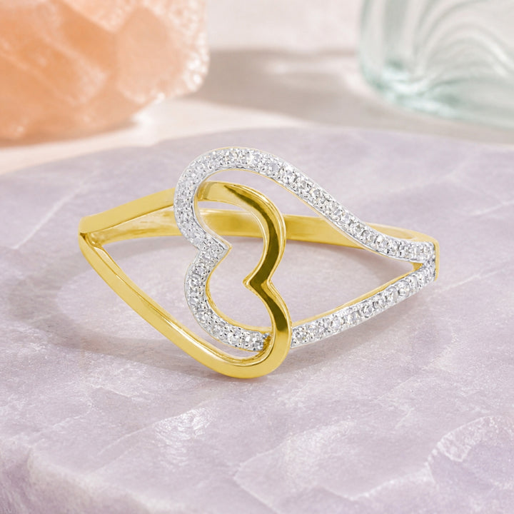 R1684 - 14K Two Tone Gold Diamond Heart Ring