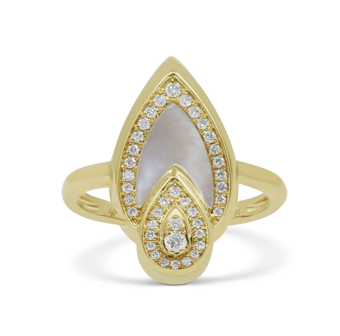 Madison L 14K Yellow Gold Mother of Pearl Pear Ring - style R1686MOPY