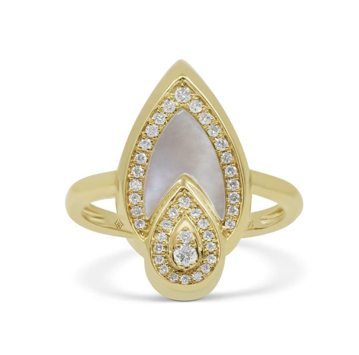 Madison L 14K Yellow Gold Mother of Pearl Pear Ring - style R1686MOPY