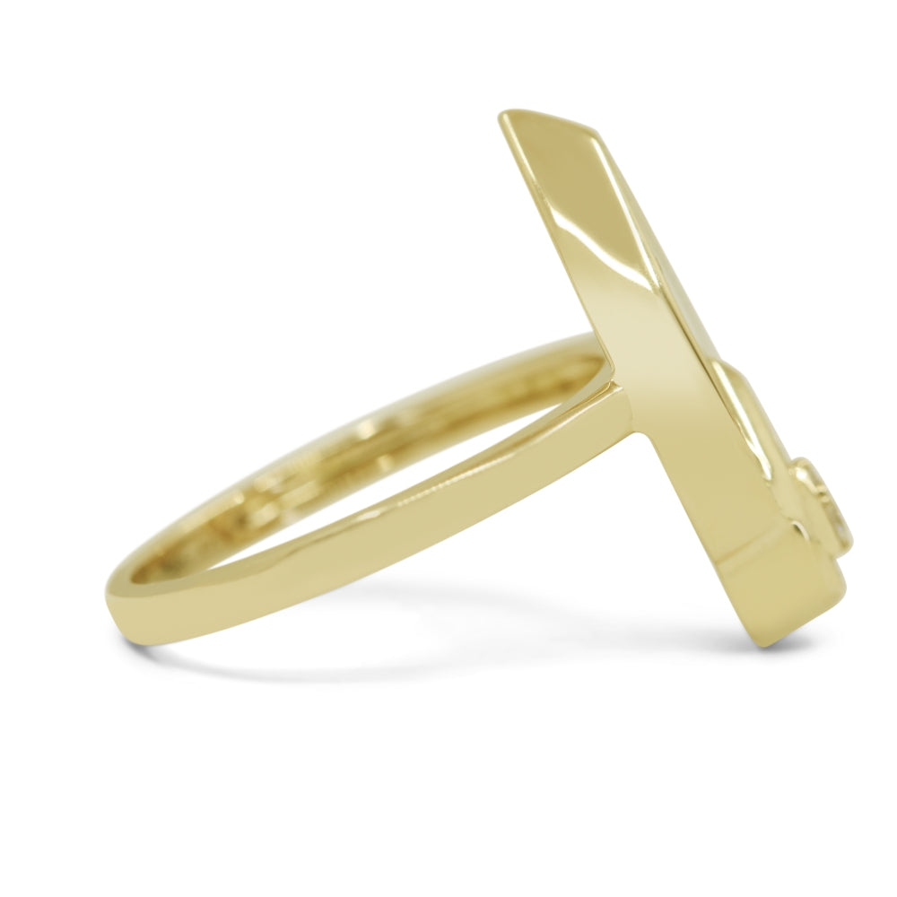 R1686 - 14K Yellow Gold Mother of Pearl & Turquoise Pear Ring