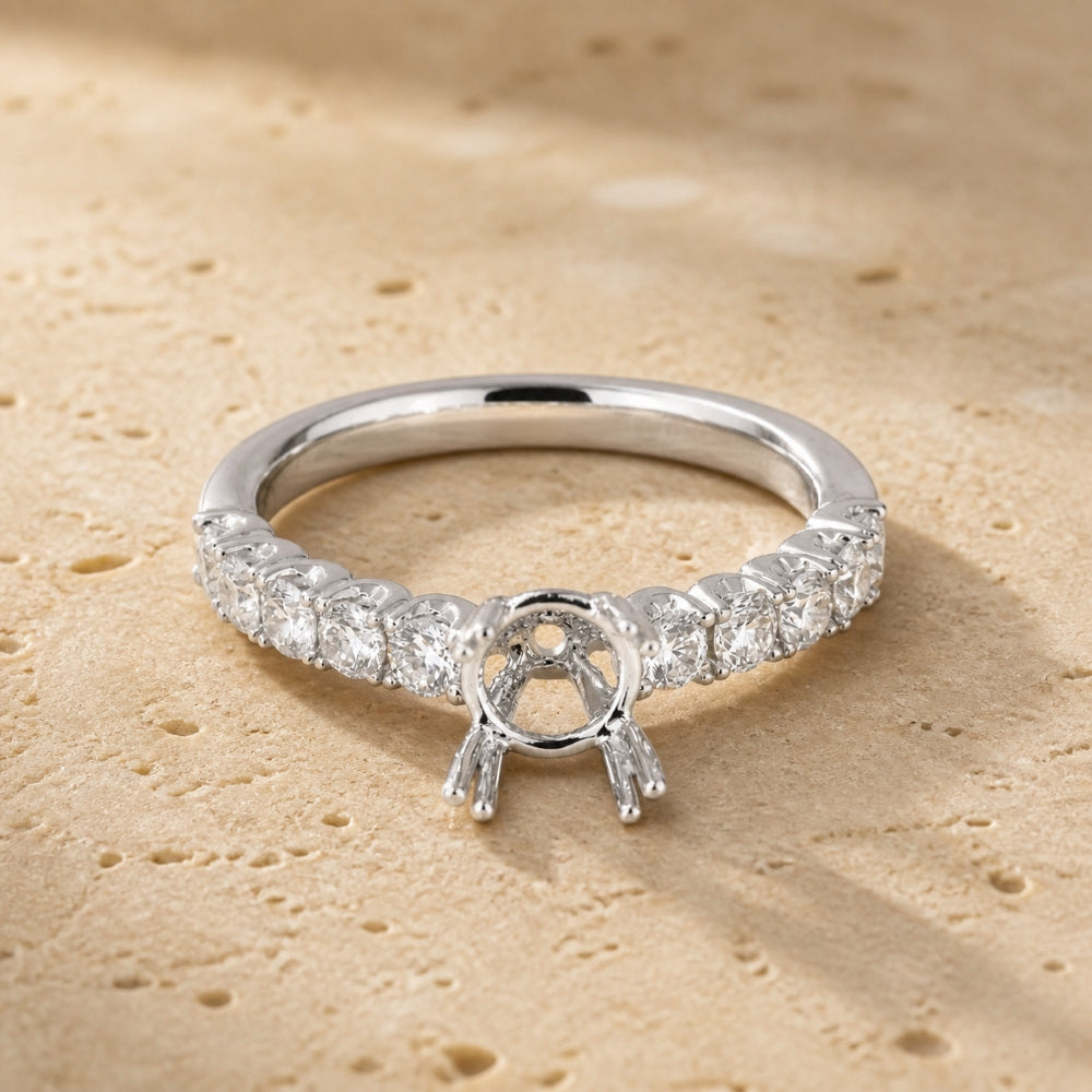 R1696 - 14K White Gold Diamond Engagement Ring